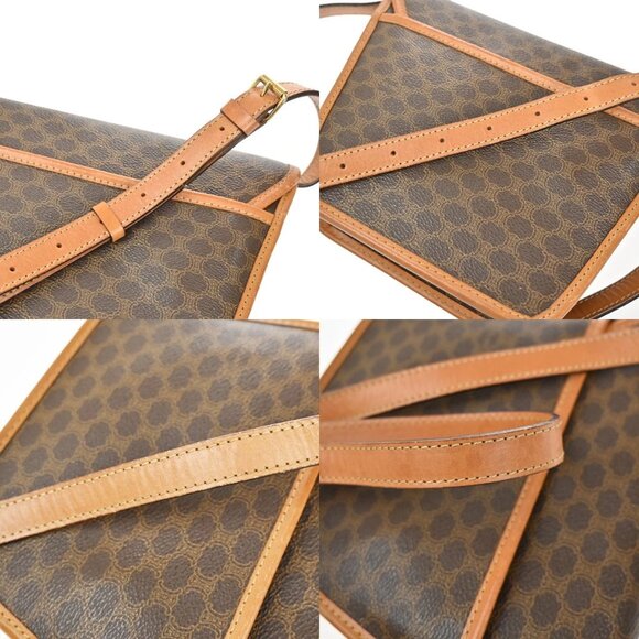 CELINE Logo Macadam Pattern Shoulder Bag PVC Leather Brown GHW Italy 36YH758 - Picture 8 of 16